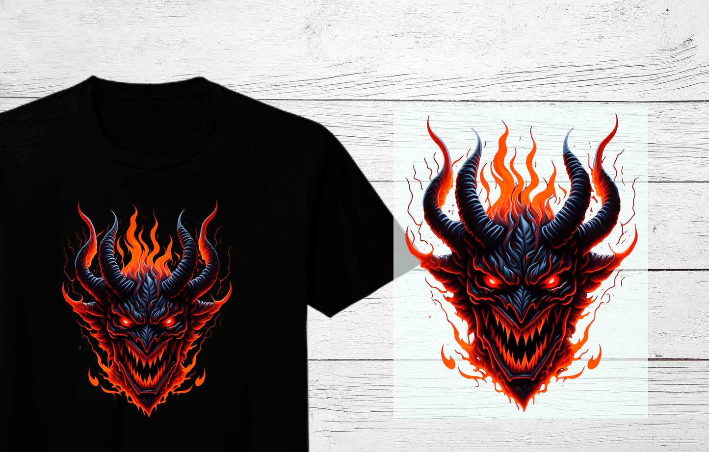 Spooky Horned Devil DTF Heat press Transfers | Halloween Heat Press Transfers