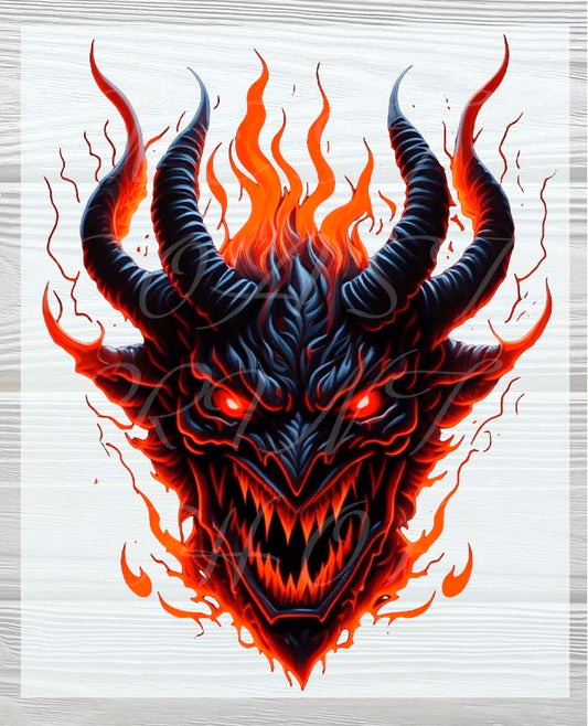 Spooky Horned Devil DTF Heat press Transfers | Halloween Heat Press Transfers