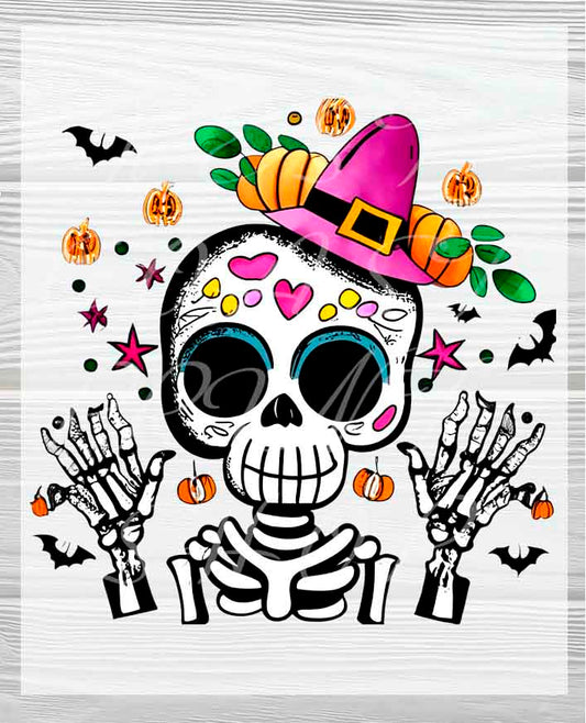 Skeletons and Pumpkins Fall Ready to Press Transfer | Cute Halloween Ready to press DTF Transfers