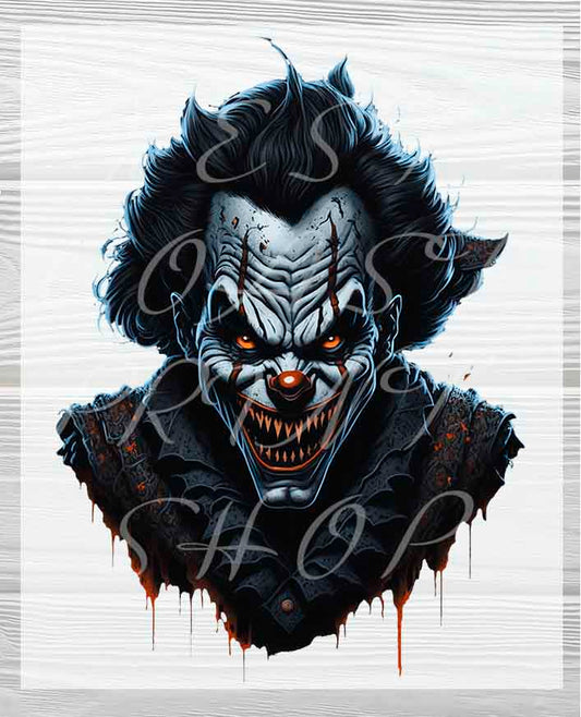 Evil Clown Devil DTF Transfers | Scary Halloween Heat Press Transfers