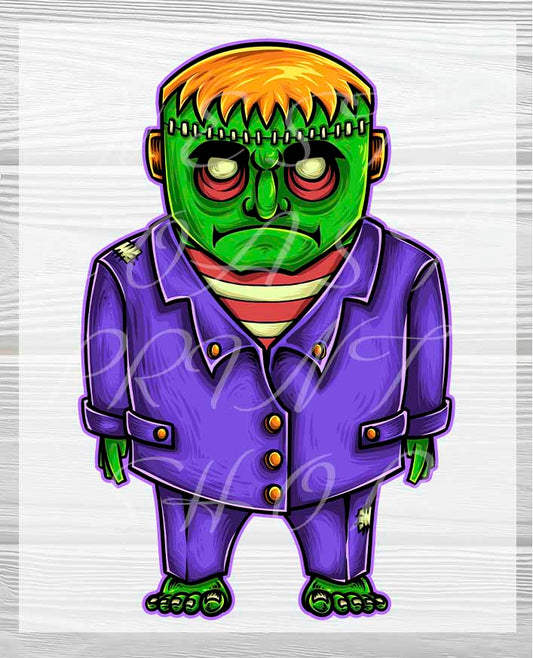 Kid's Frankenstein Ready to Press Halloween Transfer | Cute Kids Ready to press DTF Transfers