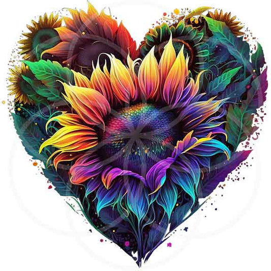 Ready to Press DTF Transfer | Colorful Flower Heart