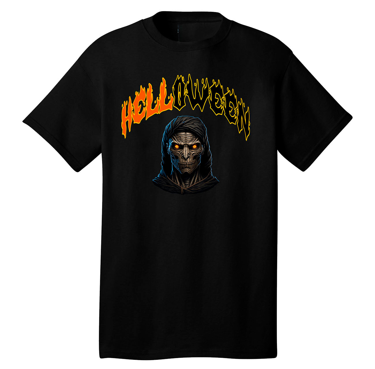 Spooky Evil HellOween Graphic T-Shirt – 100% Cotton Halloween Shirt