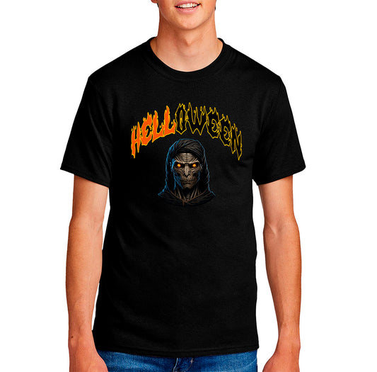 Spooky Evil HellOween Graphic T-Shirt – 100% Cotton Halloween Shirt