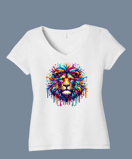 Women's Short-Sleeve T-Shirt with Vibrant Lion Graphic – Bold & Stylish