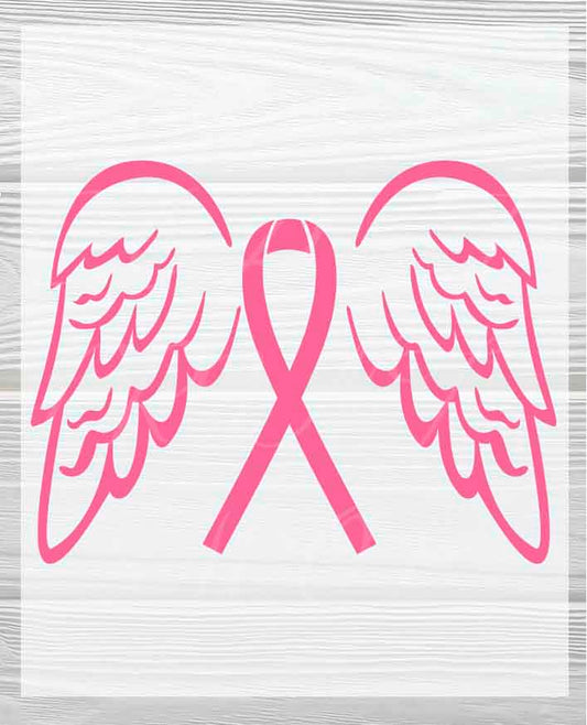 Pink Wings & Ribbon | Breast Cancer Awareness DTF Heat Press Transfers