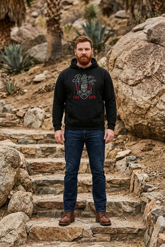 Rolling Thunder Skull Hoodie – Custom Motors Inspired Sweatshirt