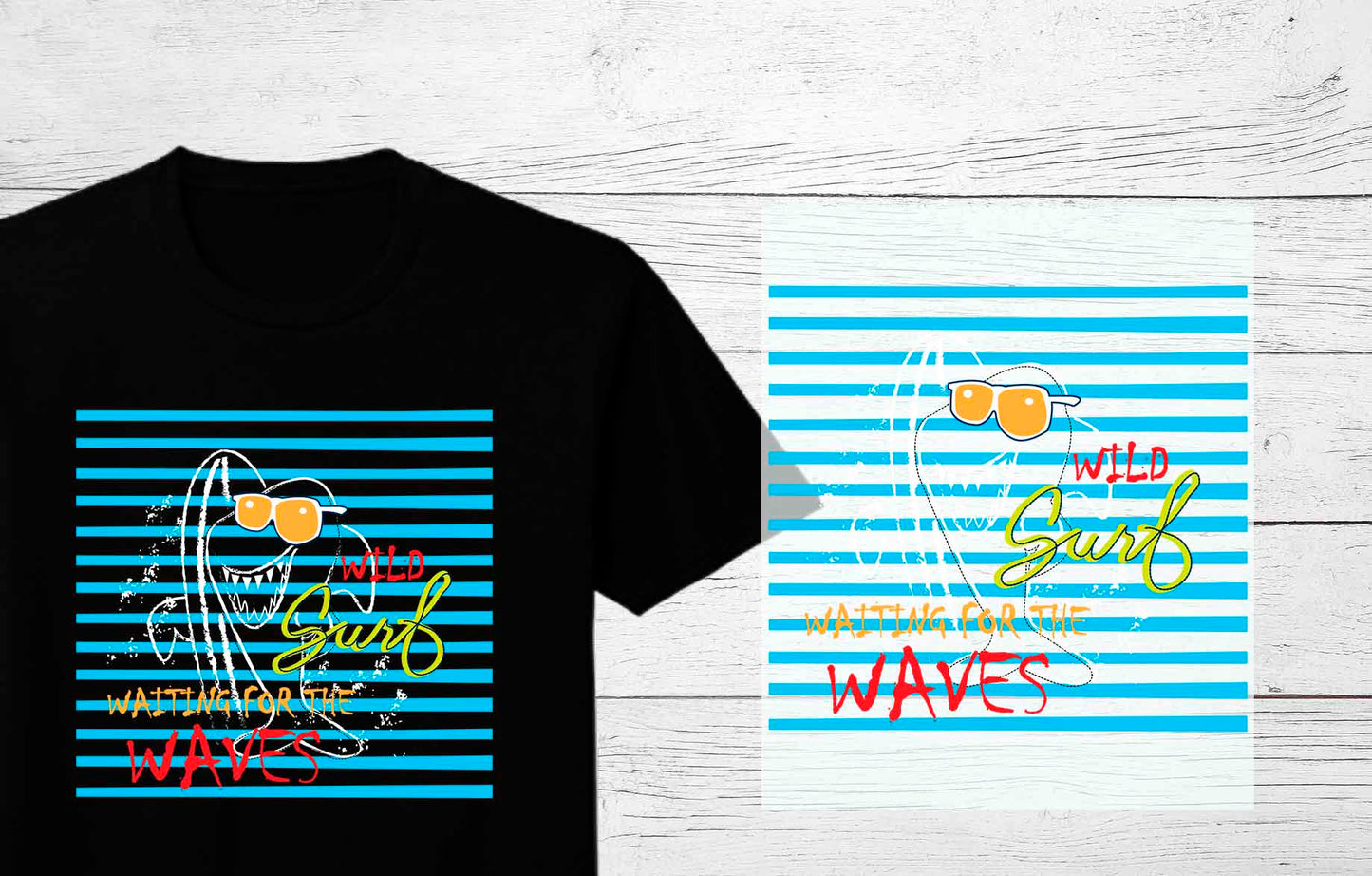 Ocean Themed Heat Press Transfers for Kid's and babies | Wild Surf Waiting for the Waves