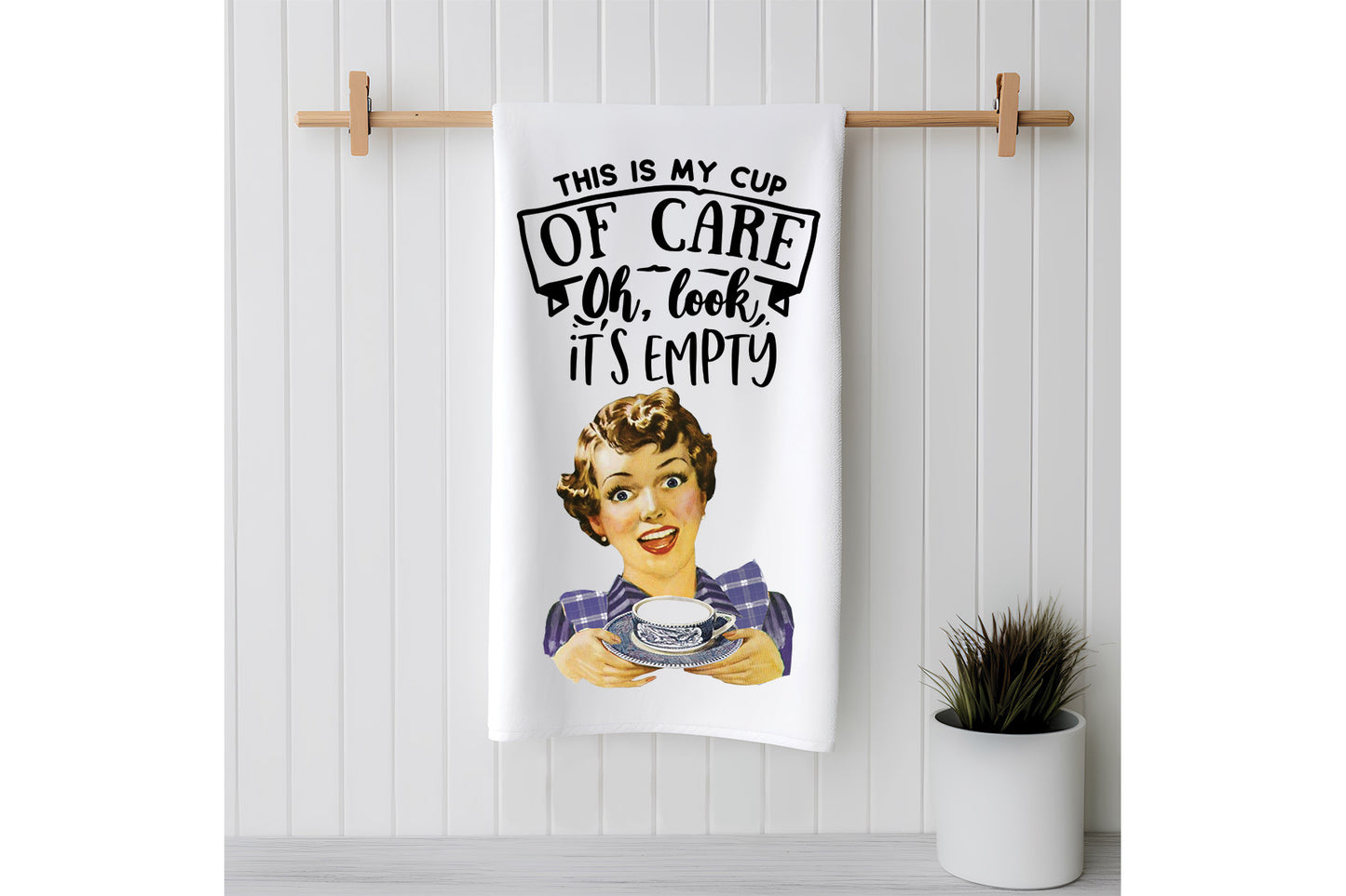 My Cup of Care - Funny Snarky Kitchen Sack Flour Hand Towels