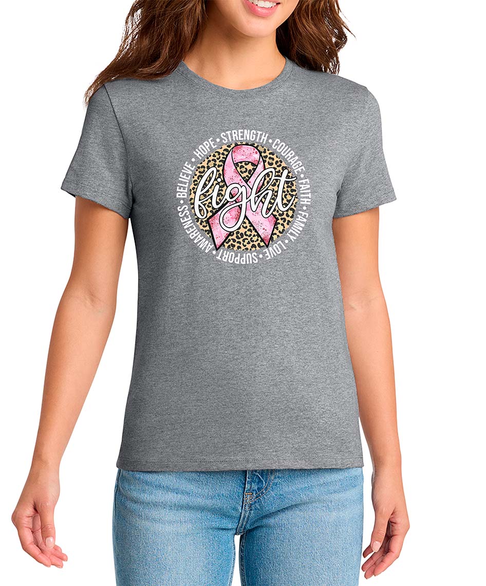 Ladies Breast Cancer Awareness T-Shirt | Fight Pink Ribbon Breast Cancer Awareness