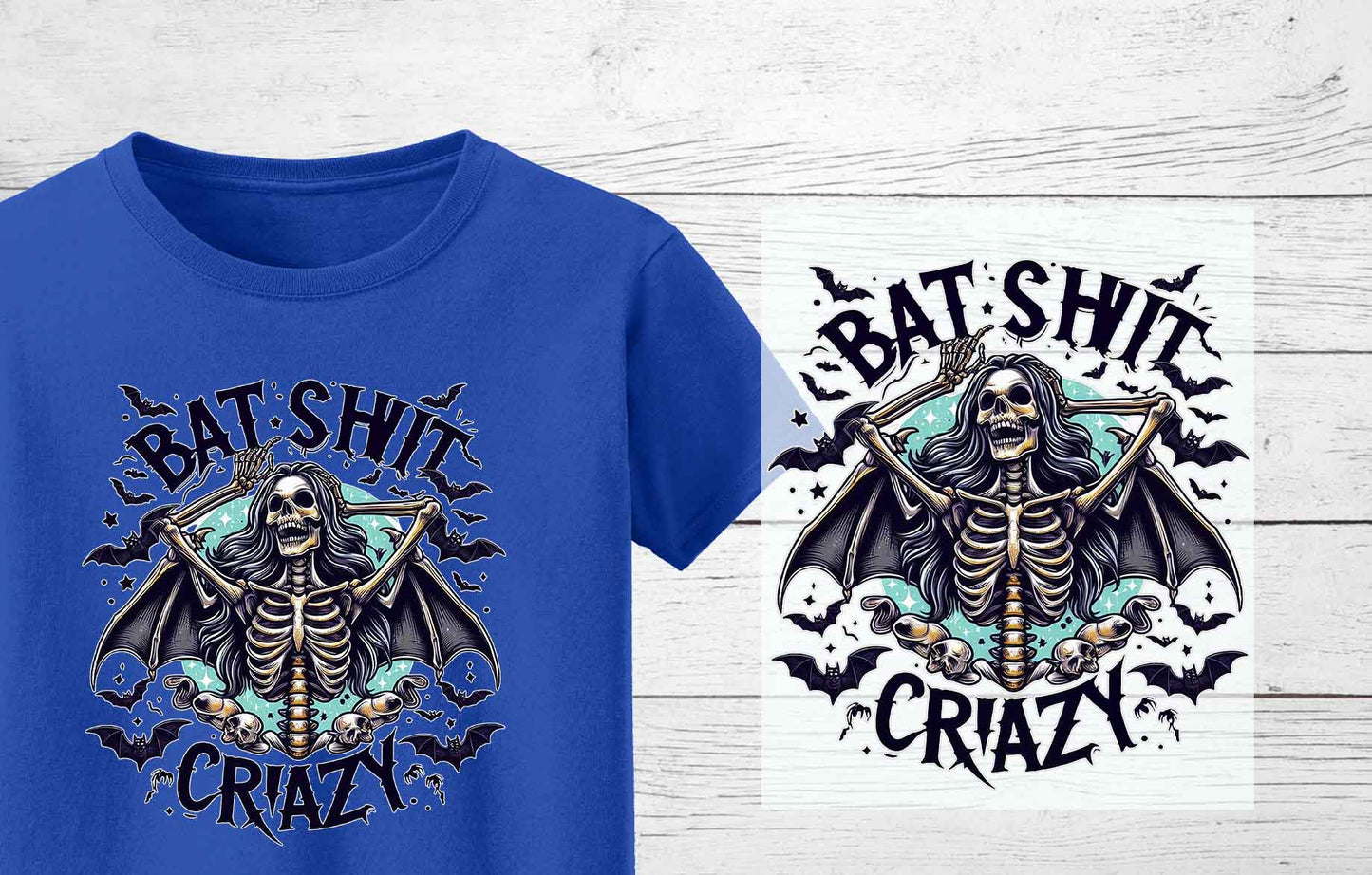 Bat Shit Crazy Halloween Heat Press Transfer | Halloween DTF Heat Press Transfers