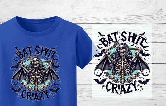 Bat Shit Crazy Halloween Heat Press Transfer | Halloween DTF Heat Press Transfers