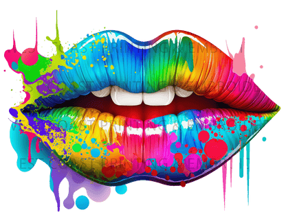 Heat Press Transfer, DTF Transfer - Colorful Lips Splatter Design