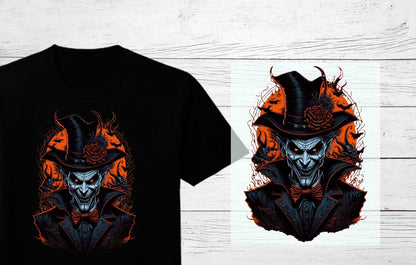 Spooky Devil in a Top Hat Halloween DTF Heat press Transfers | Halloween Heat Press Transfers