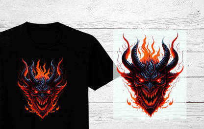 Spooky Horned Devil DTF Heat press Transfers | Halloween Heat Press Transfers
