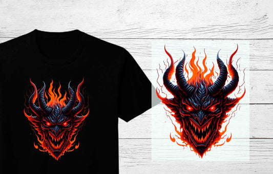 Spooky Horned Devil DTF Heat press Transfers | Halloween Heat Press Transfers