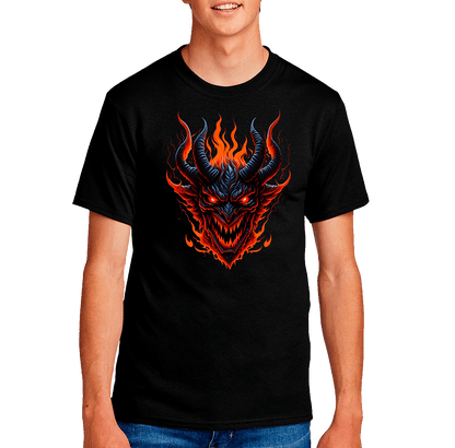 Spooky Horned Devil Halloween Graphic T-Shirt – 100% Cotton Halloween Shirt