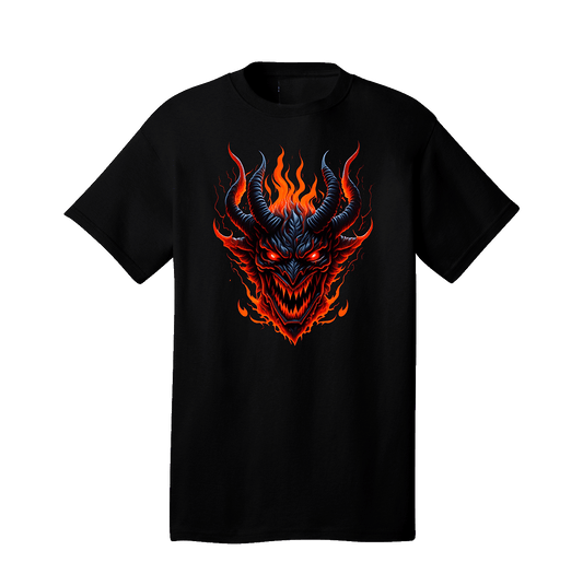Spooky Horned Devil Halloween Graphic T-Shirt – 100% Cotton Halloween Shirt