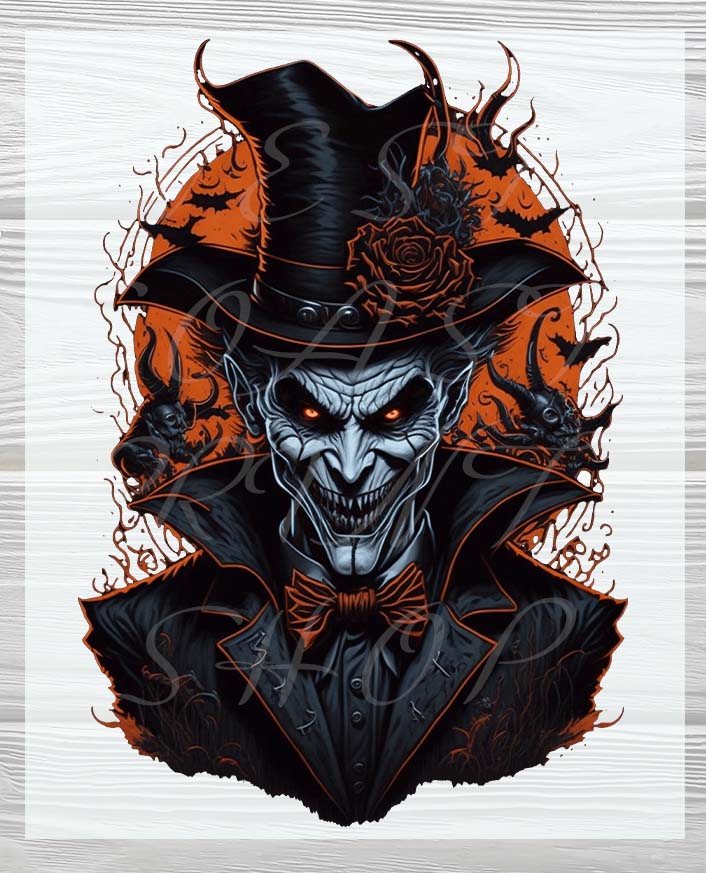 Spooky Devin in Hat Halloween DTF Heat press Transfers | Halloween Heat Press Transfers