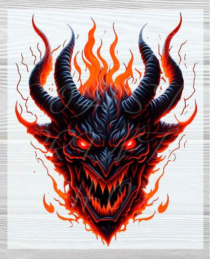 Spooky Horned Devil DTF Heat press Transfers | Halloween Heat Press Transfers