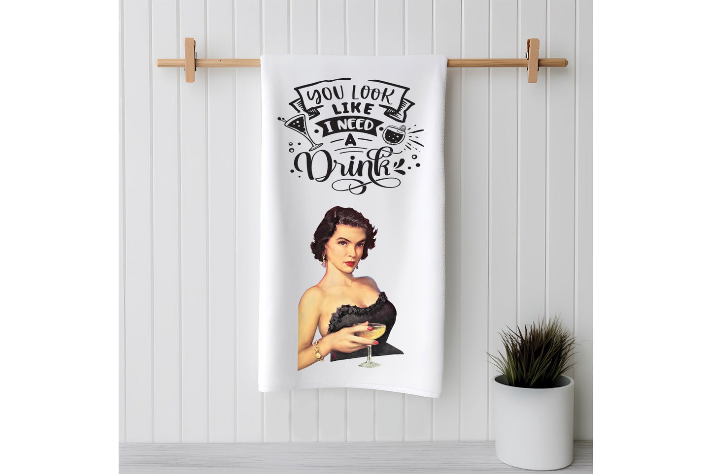 You Look Like I Need a Drink, Funny, Snarky Towel,  Sack Flour Hand Towels, tea towels, kitchen towels