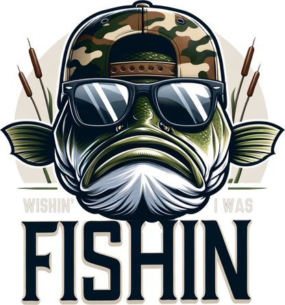 Ready to Press DTF Transfer  | Wishin I Was Fishin | Bass Face