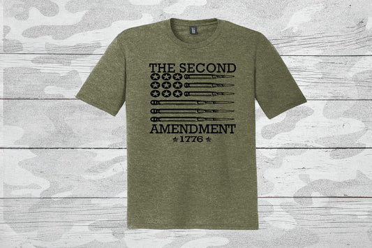 The Second Amendment, Patriotic Men's T-shirt, Military Green