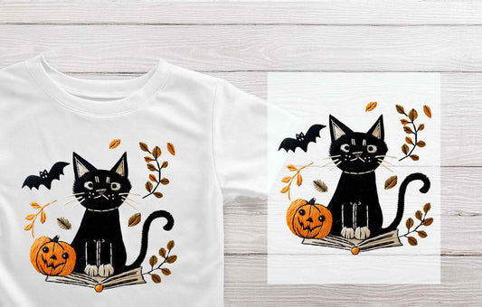Halloween Cats Bats and Books Heat Press Transfers | Halloween DTF Heat Press Transfers