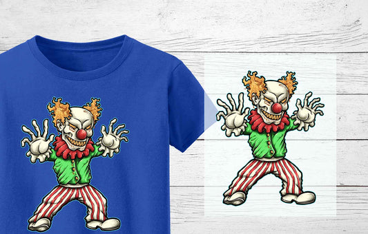 Evil Clown Halloween Heat Press Transfers | Halloween DTF Heat Press Transfers
