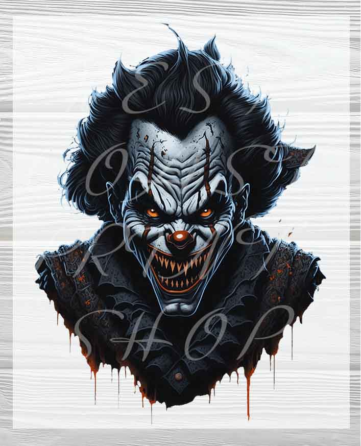 Evil Clown Devil DTF Transfers  | Scary Halloween Heat Press Transfers