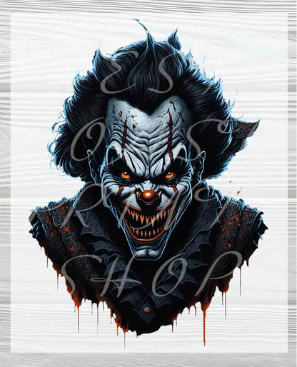 Evil Clown Devil DTF Transfers  | Scary Halloween Heat Press Transfers