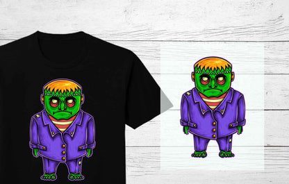 Kid's Frankenstein Ready to Press Halloween Transfer | Cute Kids Ready to press DTF Transfers