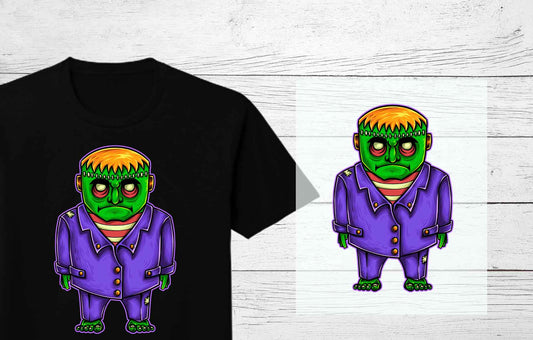 Kid's Frankenstein Ready to Press Halloween Transfer | Cute Kids Ready to press DTF Transfers