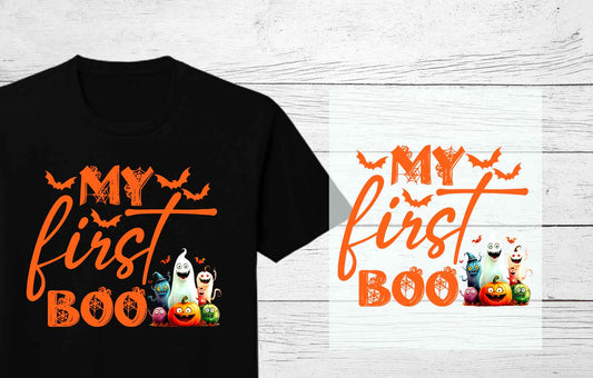 My First Boo Ready to Press Halloween Transfer | Cute Kid's Ready to press DTF Transfers