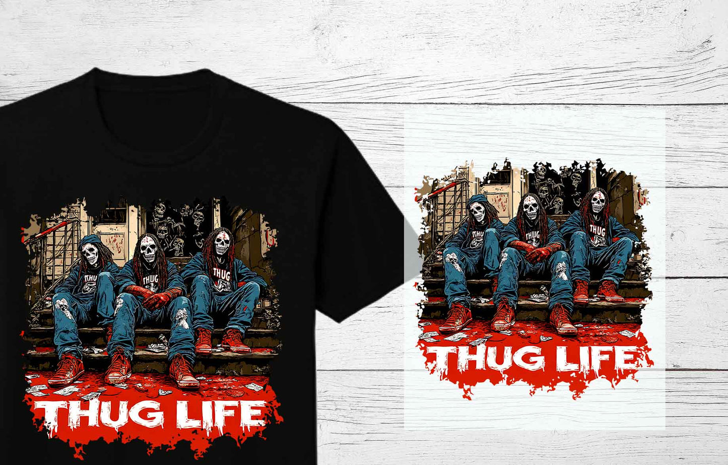 Thug Life Halloween Ready to press DTF Transfers  | Halloween Heat Press Transfers