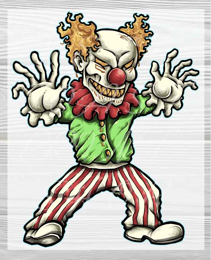 Evil Clown Halloween Heat Press Transfers | Halloween DTF Heat Press Transfers