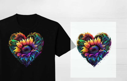Ready to Press DTF Transfer  | Colorful Flower Heart