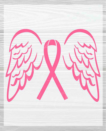 Pink Wings & Ribbon | Breast Cancer Awareness DTF Heat Press Transfers
