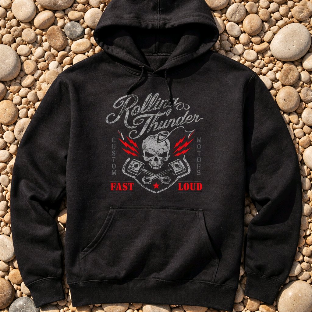 Rolling Thunder Skull Hoodie – Custom Motors Inspired Sweatshirt