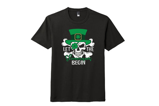 ST Patrick's Day Let the Shenanigans Begin, ST Paddy's Day Skull Tee, Men's T-shirt