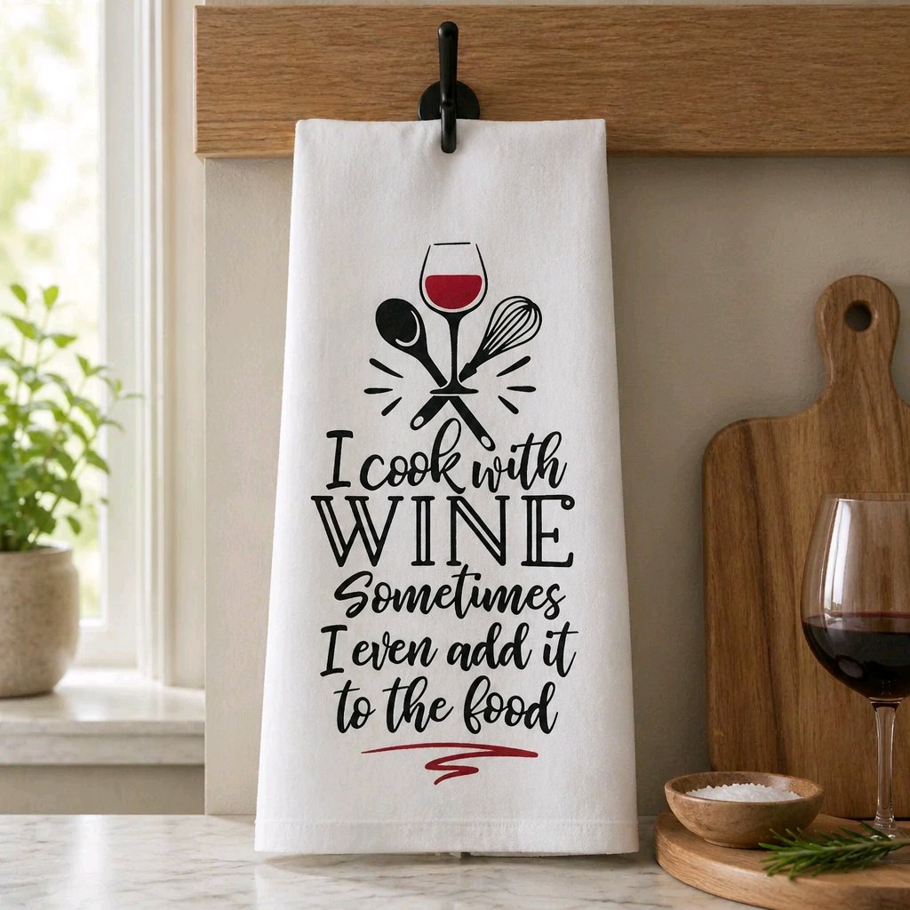 Sack Flour Kitchen Towels | Mother’s Day Gifts | I Cook with Wine-Sometimes I even add it to the food