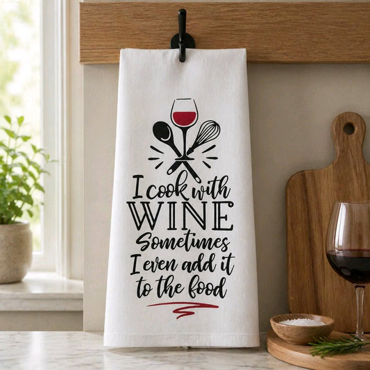Sack Flour Kitchen Towels | Mother’s Day Gifts | I Cook with Wine-Sometimes I even add it to the food