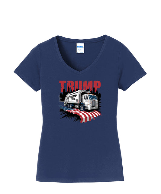 Ladies Fashion-Fit Trump 2024 V-Neck Tee – Stylish & Comfortable