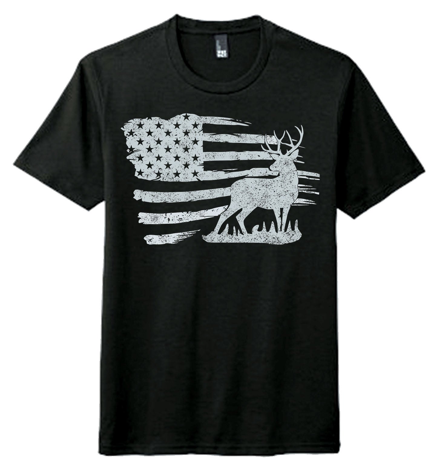 Men's Deer Print Tee, Men's T-Shirt, Deer and Flag Print T-Shirt, Comfy Men's T-Shirt