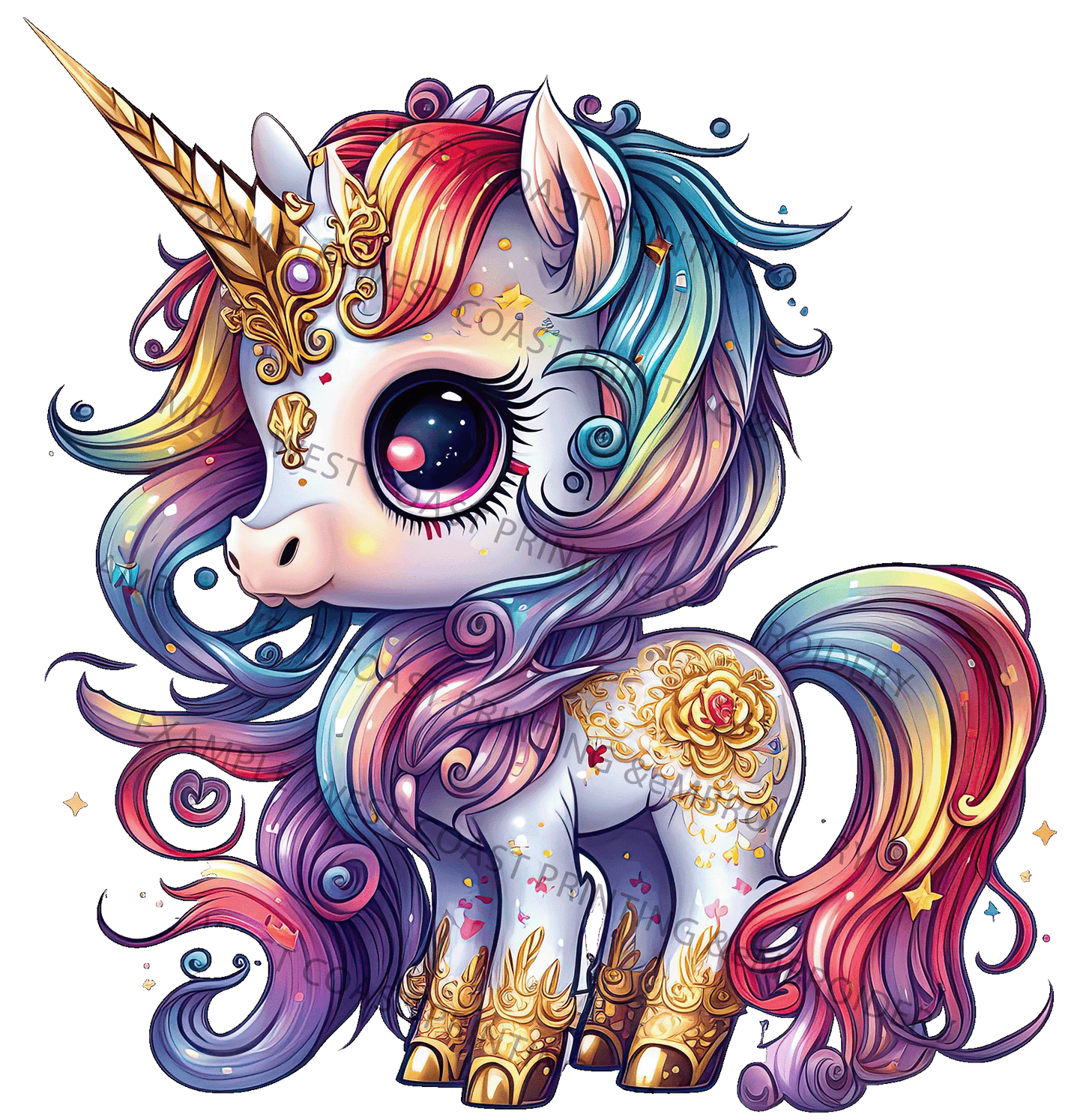 Premium Ready-to-Press DTF Transfers - Vibrant and Bright Full Color Unicorn