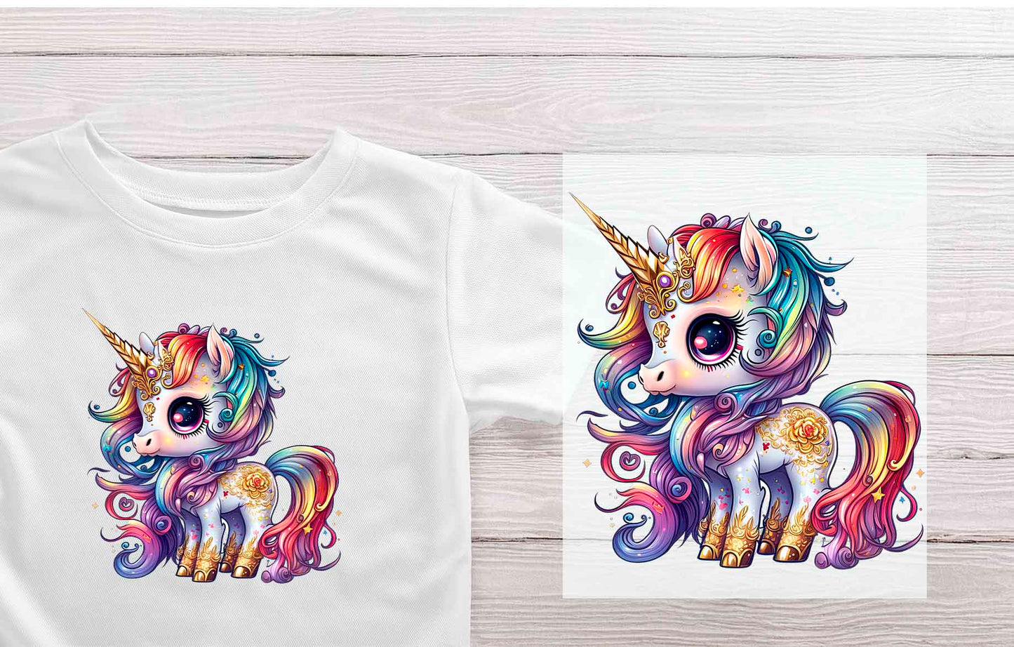 Premium Ready-to-Press DTF Transfers - Vibrant and Bright Full Color Unicorn