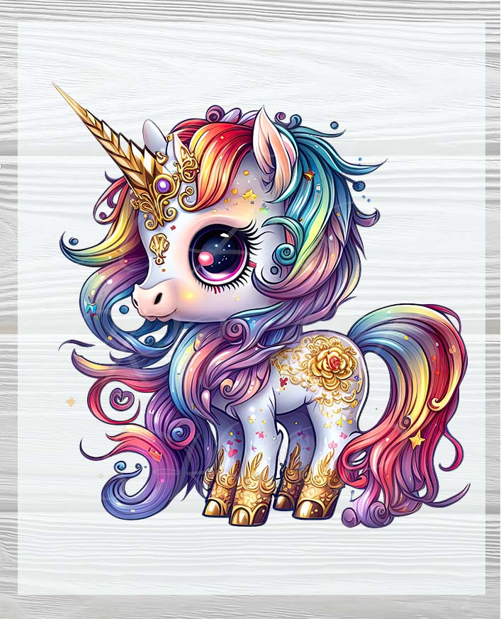 Premium Ready-to-Press DTF Transfers - Vibrant and Bright Full Color Unicorn