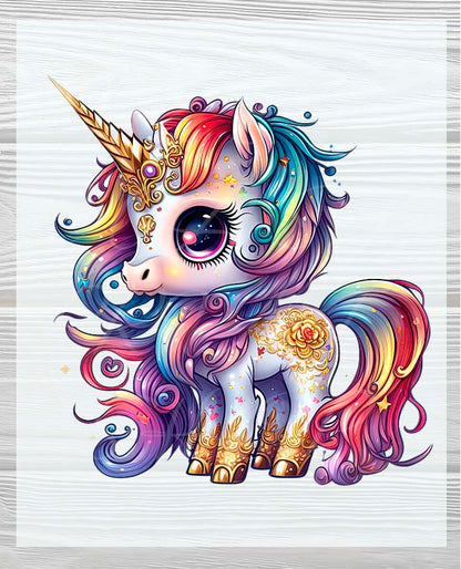 Premium Ready-to-Press DTF Transfers - Vibrant and Bright Full Color Unicorn