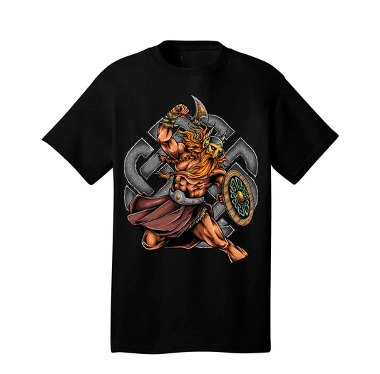 Viking Warrior T-Shirt – Bold Graphic Tee for Men & Boys | Norse Mythology, Battle Design