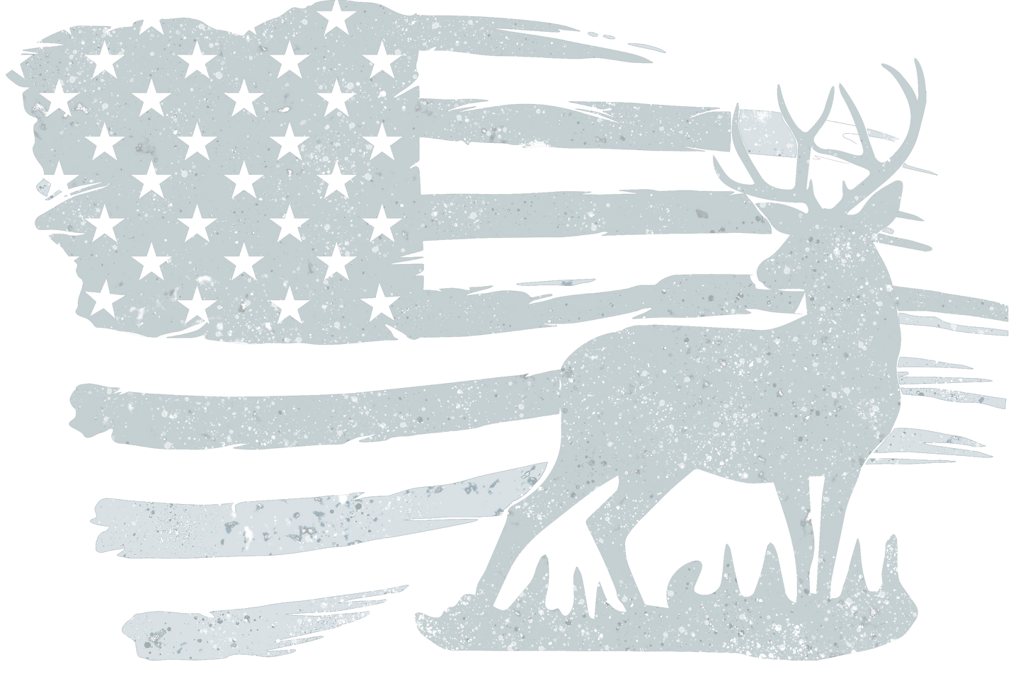 Heat Press Transfer Design - Deer and Flag, Hunting, Grunge Design Transparent Backgound
